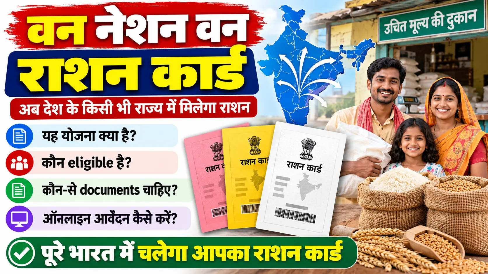 राशन कार्ड योजना 2026: वन नेशन वन राशन कार्ड (ONORC) और ऑनलाइन आवेदन
