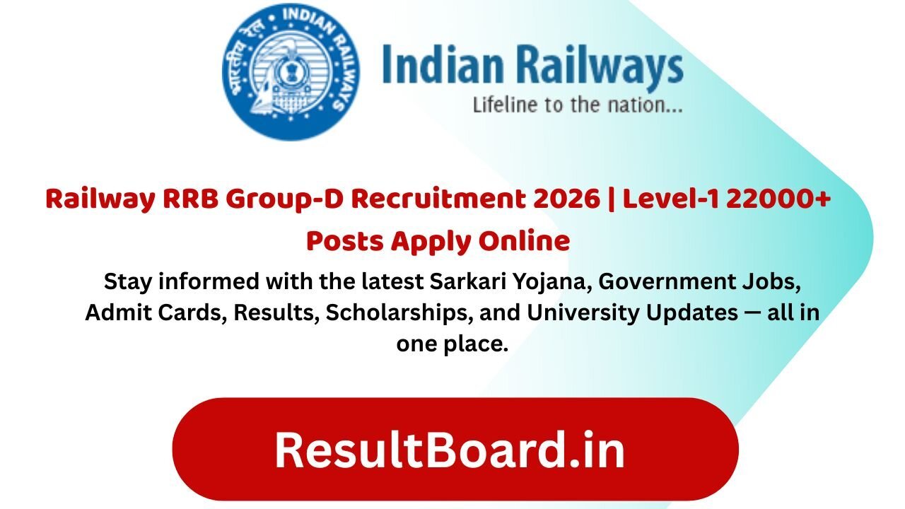 Railway RRB Group-D (Level-1) Recruitment 2026 – 21997 Vacancies, Apply Online